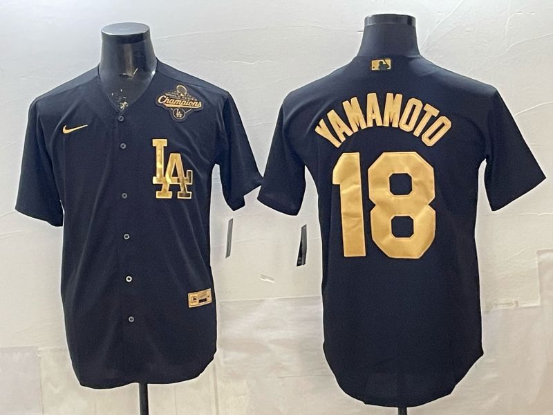 Men Los Angeles Dodgers #18 Yamamoto Black Gold 2026 Nike Game MLB Jersey 007->los angeles dodgers->MLB Jersey